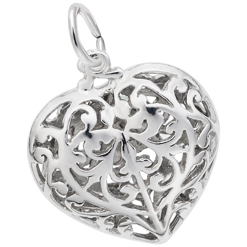 Rembrandt Charms - Filigree Heart Charm - 3618 Rembrandt Charms Charm Birmingham Jewelry