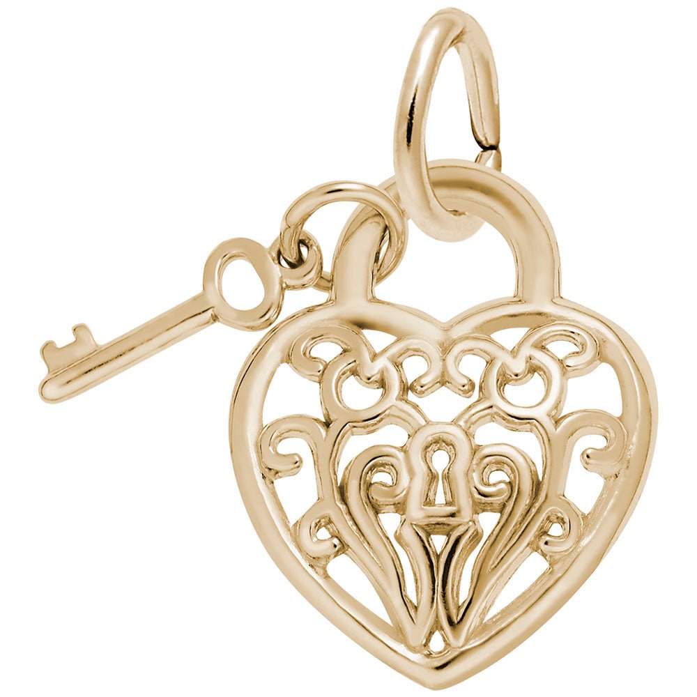 Rembrandt Charms - Filigree Heart & Key Charm - 8364 Rembrandt Charms Charm Birmingham Jewelry