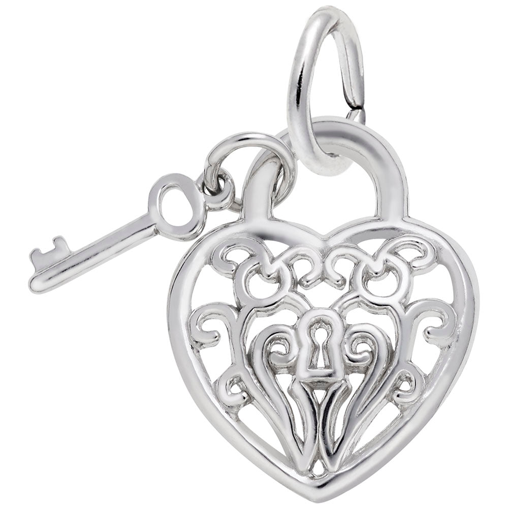 Rembrandt Charms - Filigree Heart & Key Charm - 8364 Rembrandt Charms Charm Birmingham Jewelry
