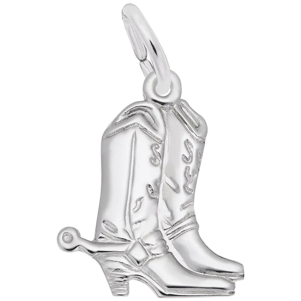 Rembrandt Charms - Flat Cowboy Boots with Spurs Charm - 376 Rembrandt Charms Charm Birmingham Jewelry