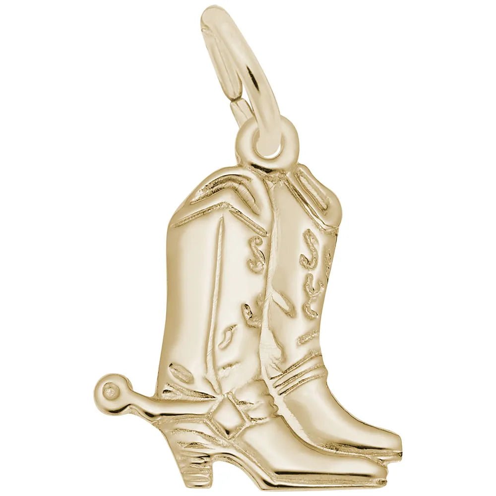 Rembrandt Charms - Flat Cowboy Boots with Spurs Charm - 376 Rembrandt Charms Charm Birmingham Jewelry