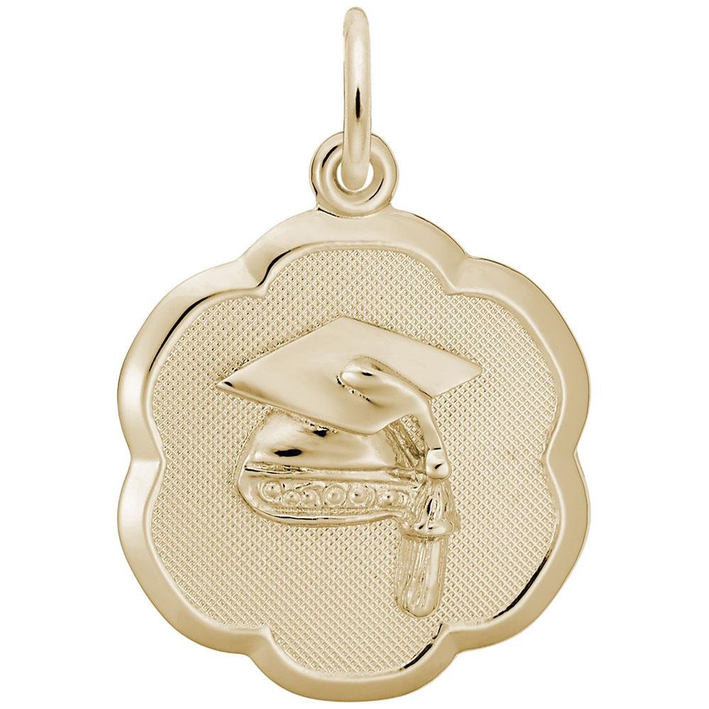 Rembrandt Charms - Graduation Cap Scalloped Disc Charm - 2033 Rembrandt Charms Charm Birmingham Jewelry