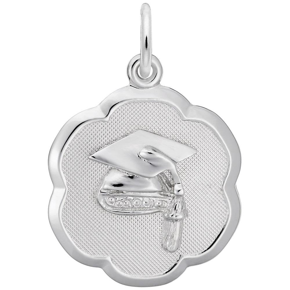 Rembrandt Charms - Graduation Cap Scalloped Disc Charm - 2033 Rembrandt Charms Charm Birmingham Jewelry