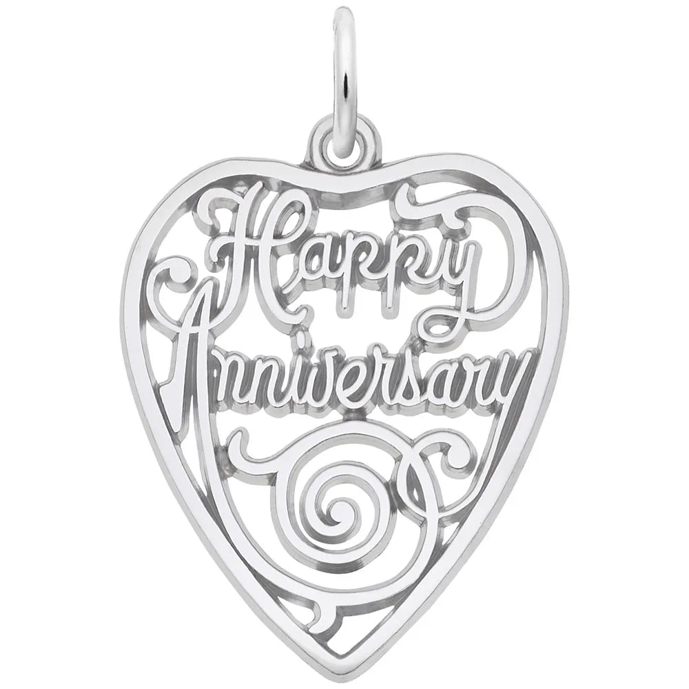 Rembrandt Charms - Happy Anniversary Heart Charm - 2892 Rembrandt Charms Charm Birmingham Jewelry