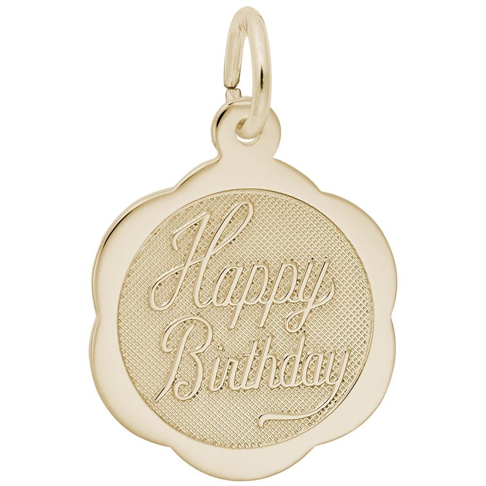 Rembrandt Charms - Happy Birthday Scalloped Disc Charm - 5792 Rembrandt Charms Charm Birmingham Jewelry