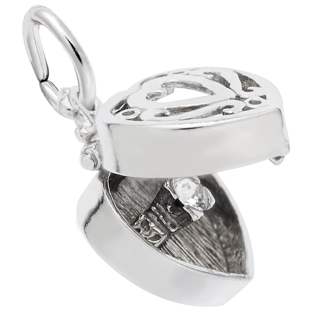 Rembrandt Charms - Heart Engagement Ring Box Charm - 3887 Rembrandt Charms Charm Birmingham Jewelry