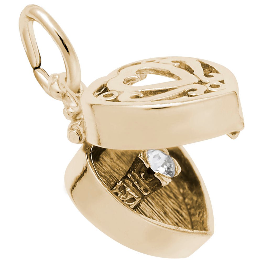 Rembrandt Charms - Heart Engagement Ring Box Charm - 3887 Rembrandt Charms Charm Birmingham Jewelry
