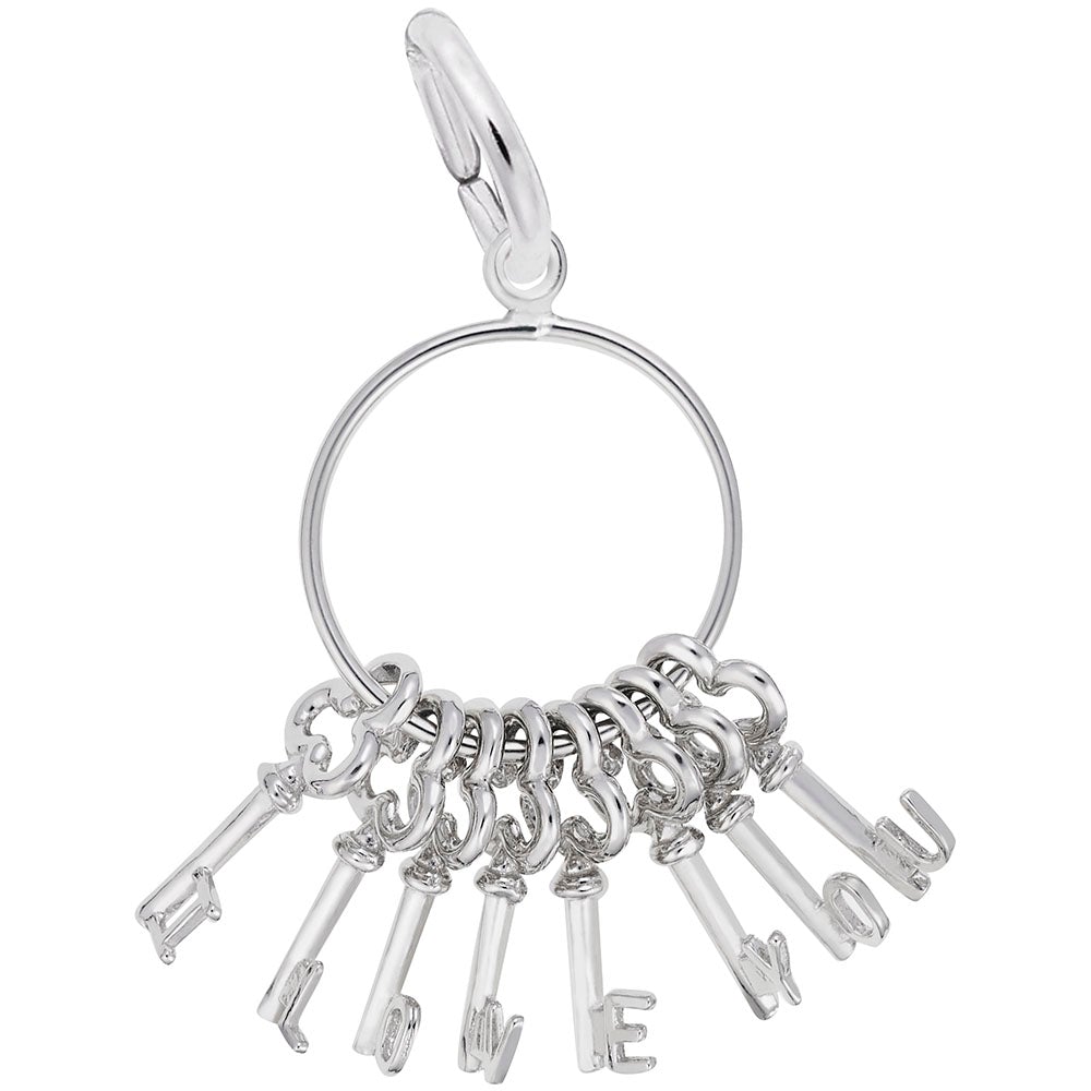 Rembrandt Charms - I Love You Skeleton Key Ring Charm - 2248 Rembrandt Charms Charm Birmingham Jewelry