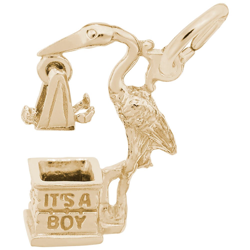 Rembrandt Charms - It’s a Boy Stork Charm - 1251 Rembrandt Charms Charm Birmingham Jewelry