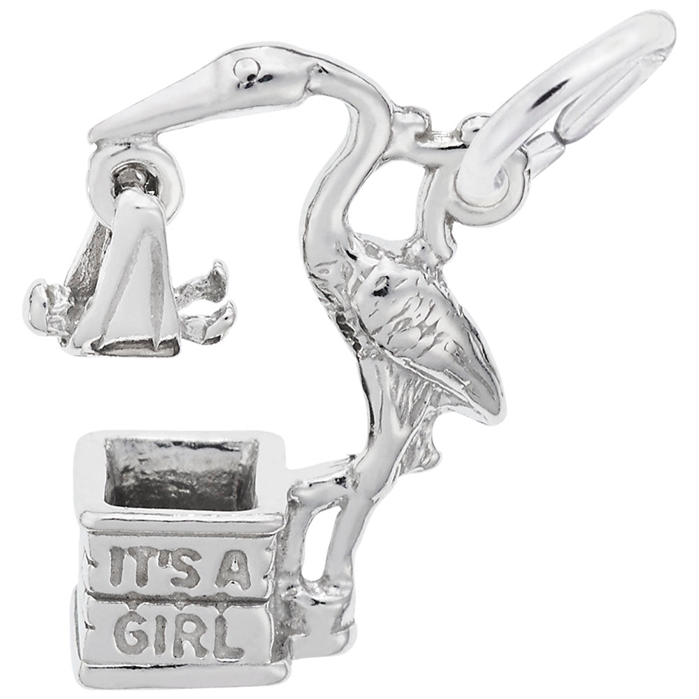 Rembrandt Charms - It’s a Girl Stork Charm - 1252 Rembrandt Charms Charm Birmingham Jewelry