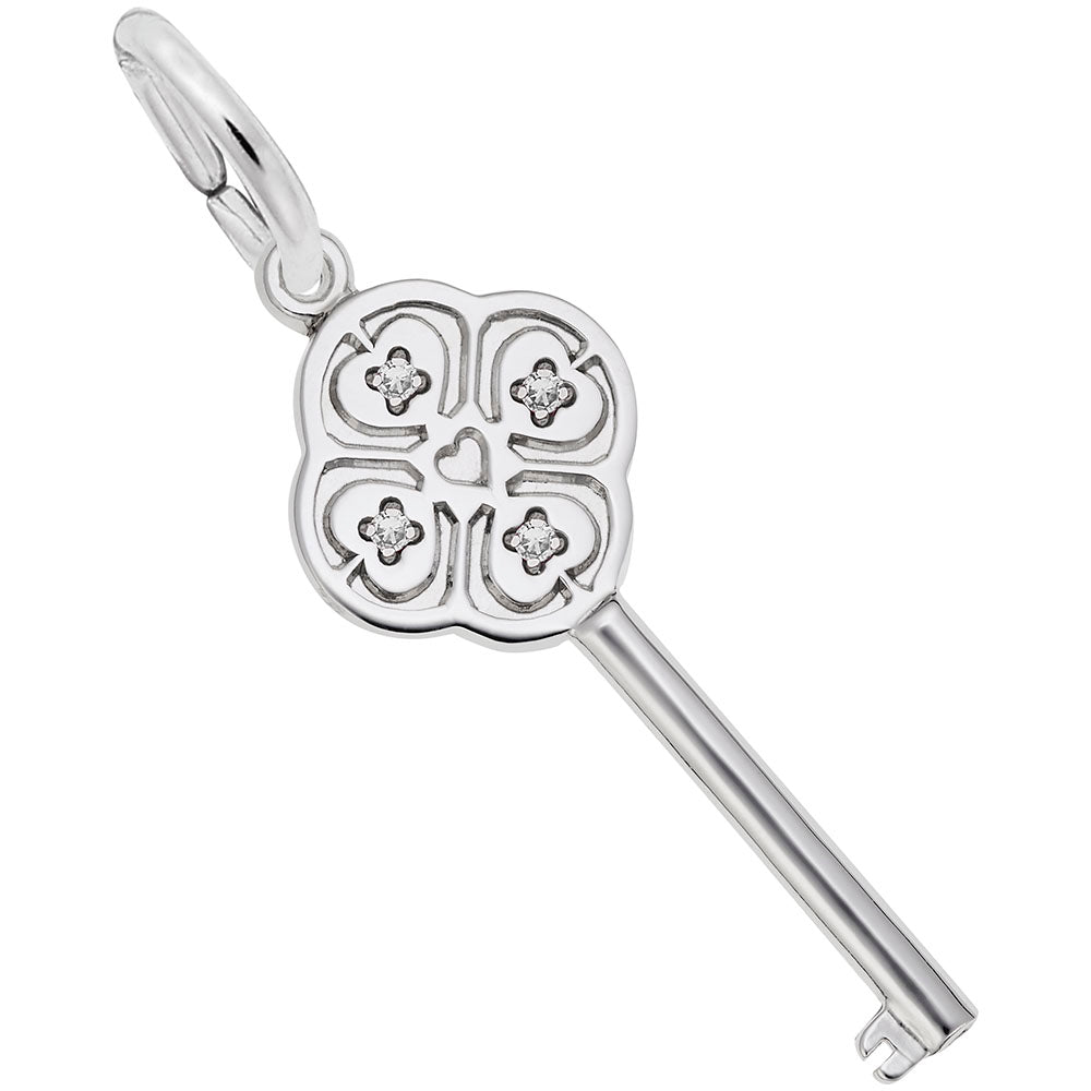 Rembrandt Charms - Key to My Heart April Stone Charm - 8410-004 Rembrandt Charms Charm Birmingham Jewelry