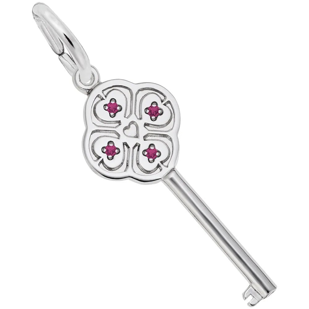 Rembrandt Charms - Key to My Heart July Stone Charm - 8410-007 Rembrandt Charms Charm Birmingham Jewelry