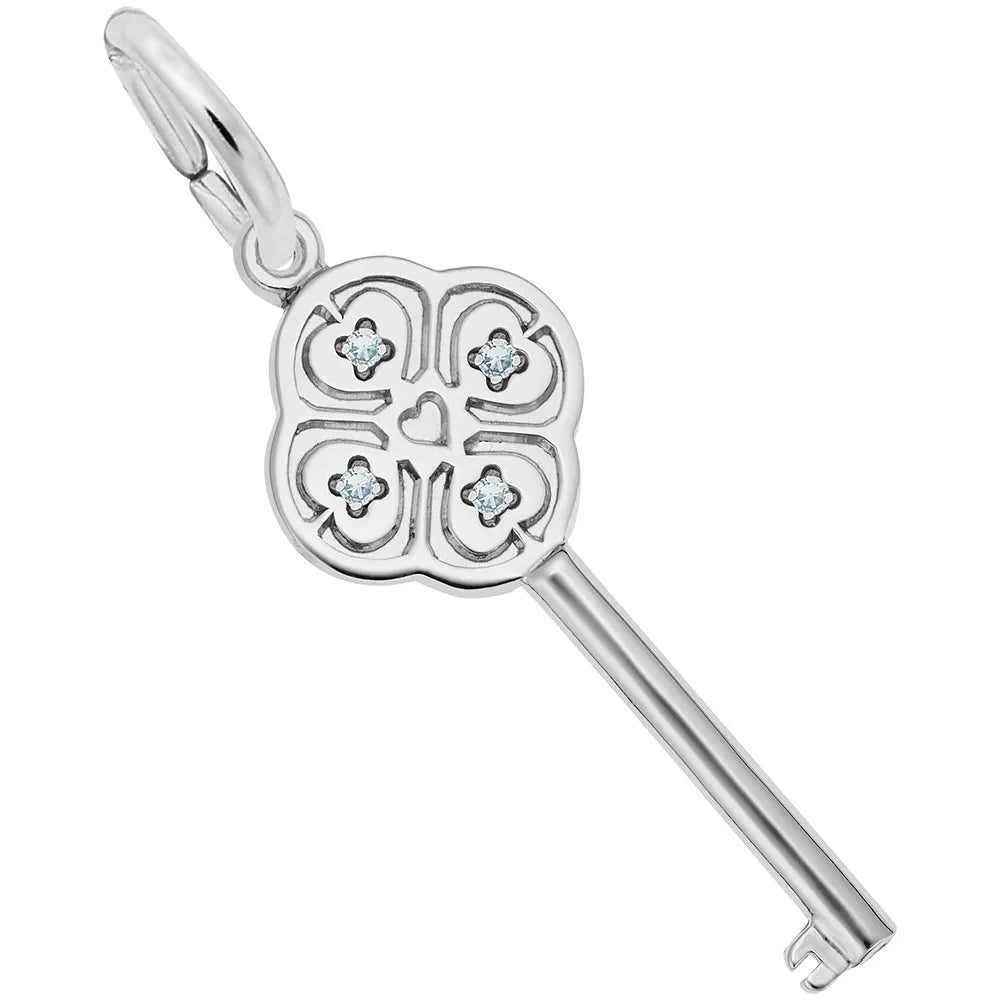 Rembrandt Charms - Key to My Heart March Stone Charm - 8410-003 Rembrandt Charms Charm Birmingham Jewelry