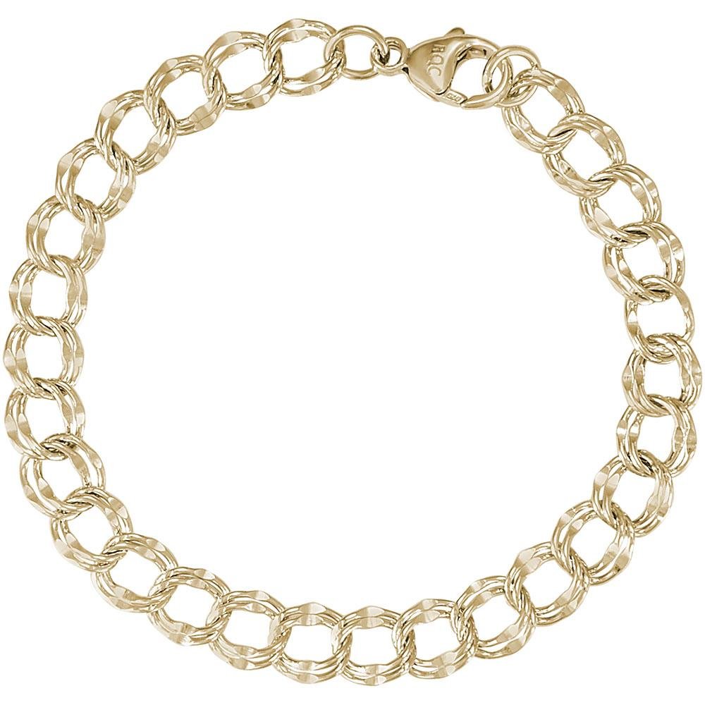 Rembrandt Charms - Large Double Link Dapped Curb Classic Charm Bracelet - 20-0118 Rembrandt Charms Bracelet Birmingham Jewelry