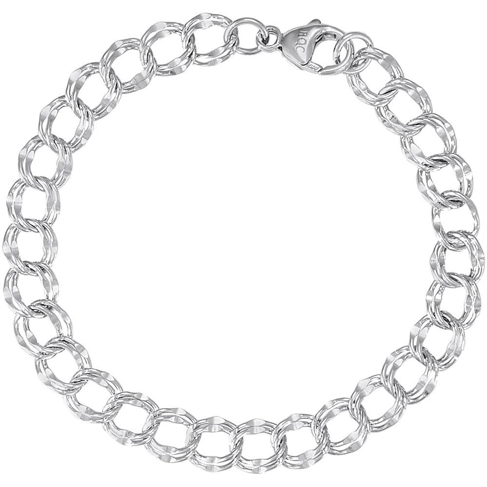 Rembrandt Charms - Large Double Link Dapped Curb Classic Charm Bracelet - 20-0118 Rembrandt Charms Bracelet Birmingham Jewelry