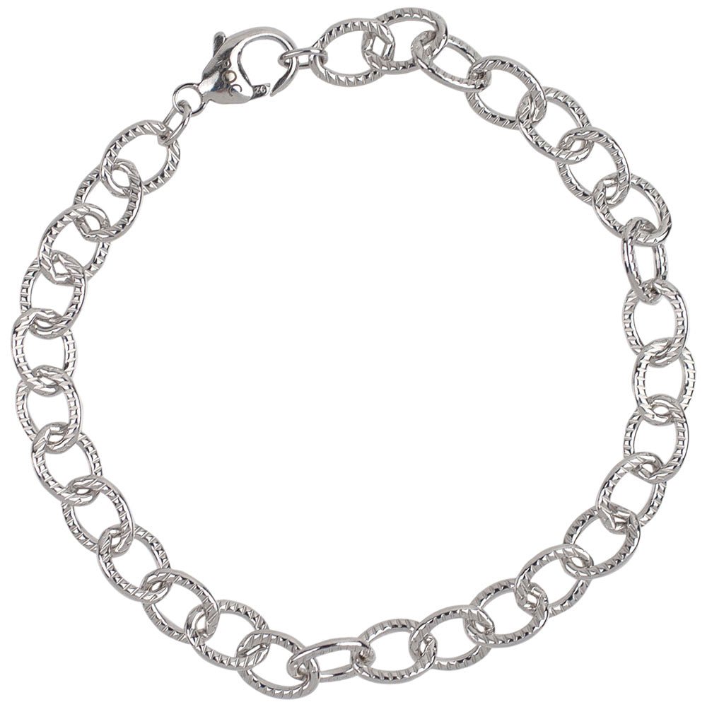 Rembrandt Charms - Lined Cable Link Classic Bracelet - 20-0200 Rembrandt Charms Bracelet Birmingham Jewelry
