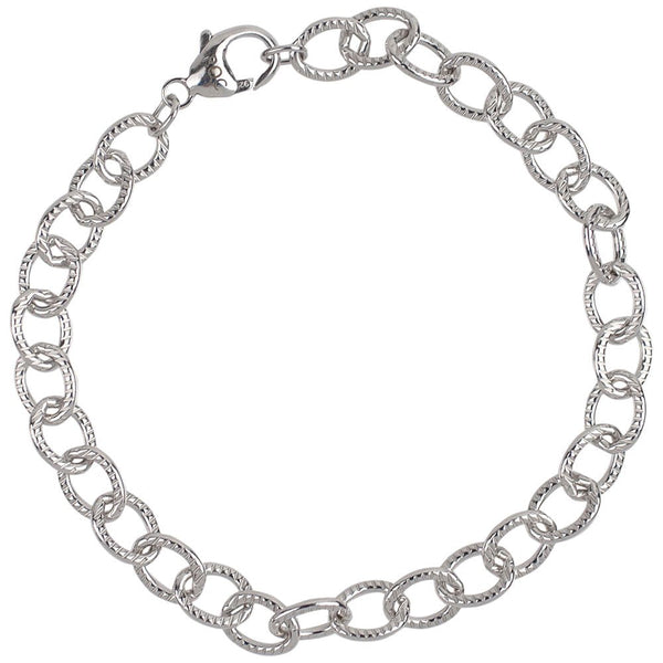 Rembrandt Charms - Lined Cable Link Classic Bracelet - 20-0200 Rembrandt Charms Bracelet Birmingham Jewelry 