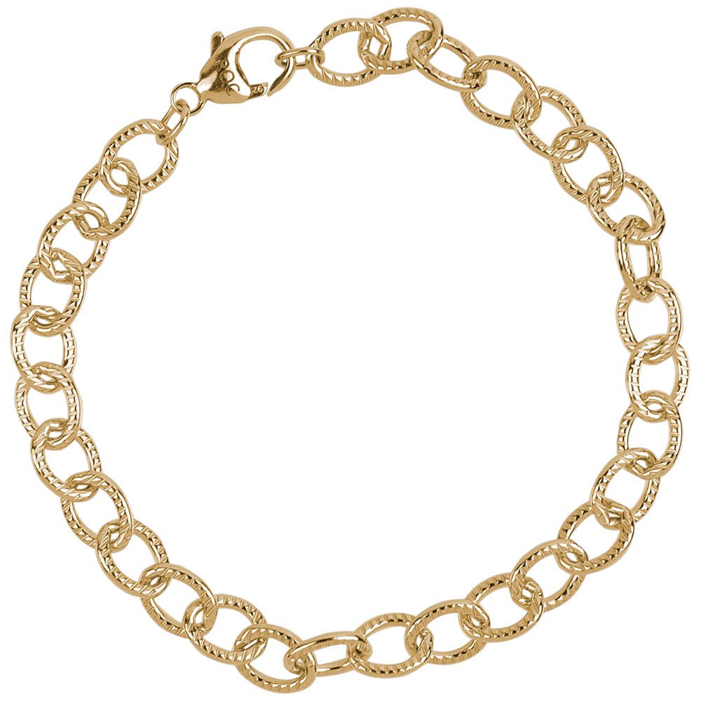 Rembrandt Charms - Lined Cable Link Classic Bracelet - 20-0200 Rembrandt Charms Bracelet Birmingham Jewelry