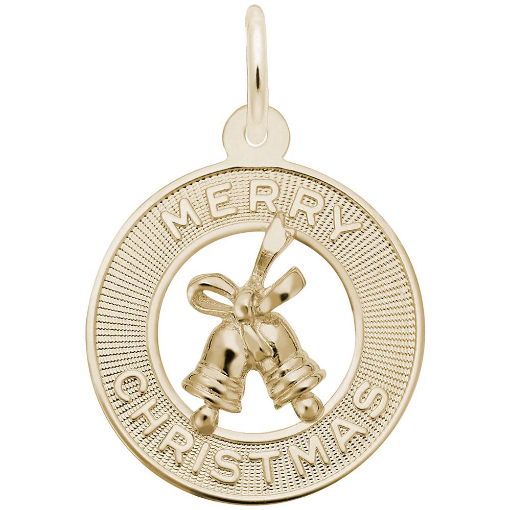 Rembrandt Charms - Merry Christmas Bells Disc Charm - 3893 Rembrandt Charms Charm Birmingham Jewelry