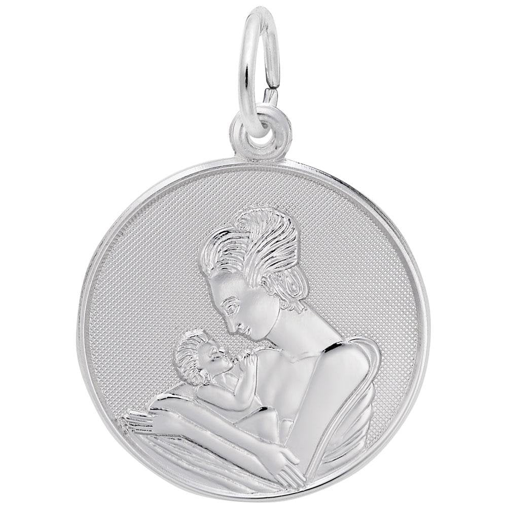 Rembrandt Charms - Mother Holding Baby Disc Charm - 4424 Rembrandt Charms Charm Birmingham Jewelry
