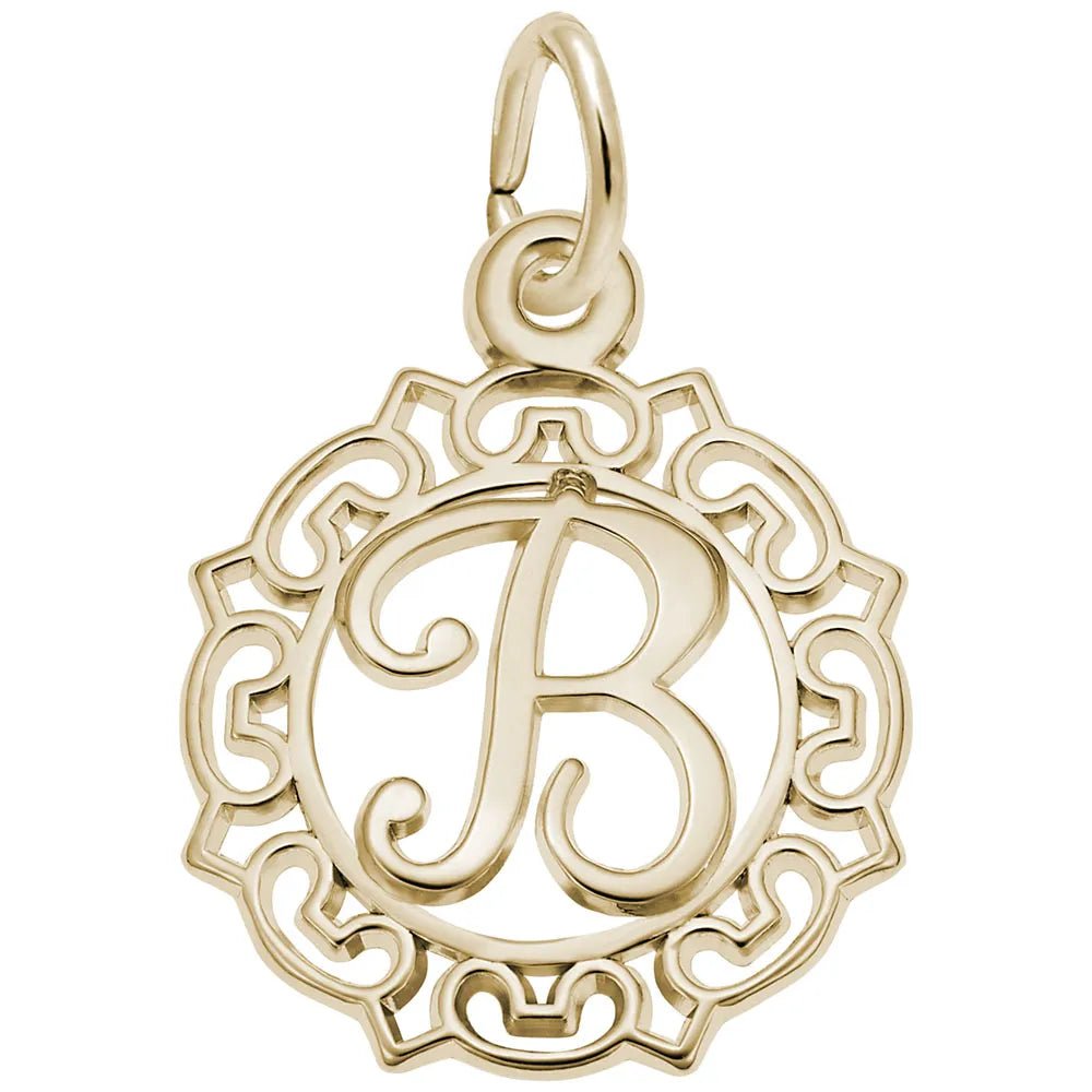 Rembrandt Charms - Ornate Script Initial B Charm - 0817-002 Rembrandt Charms Charm Birmingham Jewelry