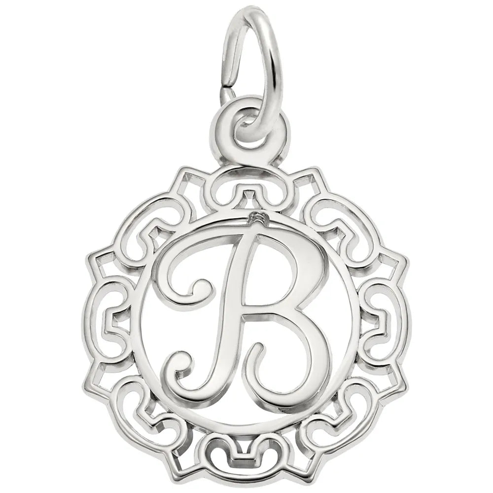 Rembrandt Charms - Ornate Script Initial B Charm - 0817-002 Rembrandt Charms Charm Birmingham Jewelry