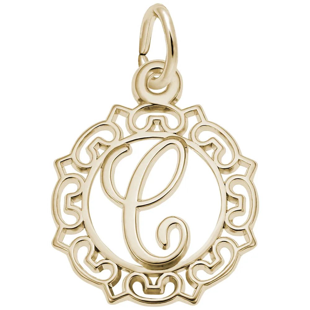 Rembrandt Charms - Ornate Script Initial C Charm - 0817-003 Rembrandt Charms Charm Birmingham Jewelry
