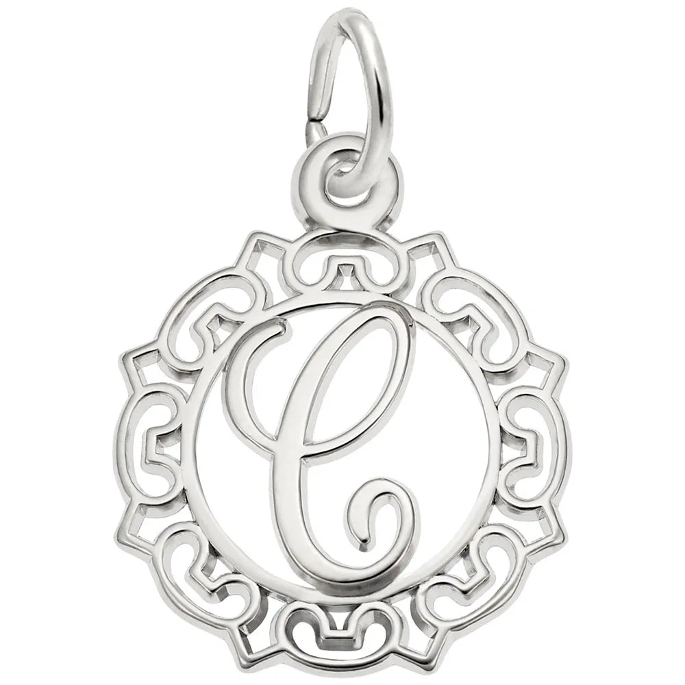 Rembrandt Charms - Ornate Script Initial C Charm - 0817-003 Rembrandt Charms Charm Birmingham Jewelry