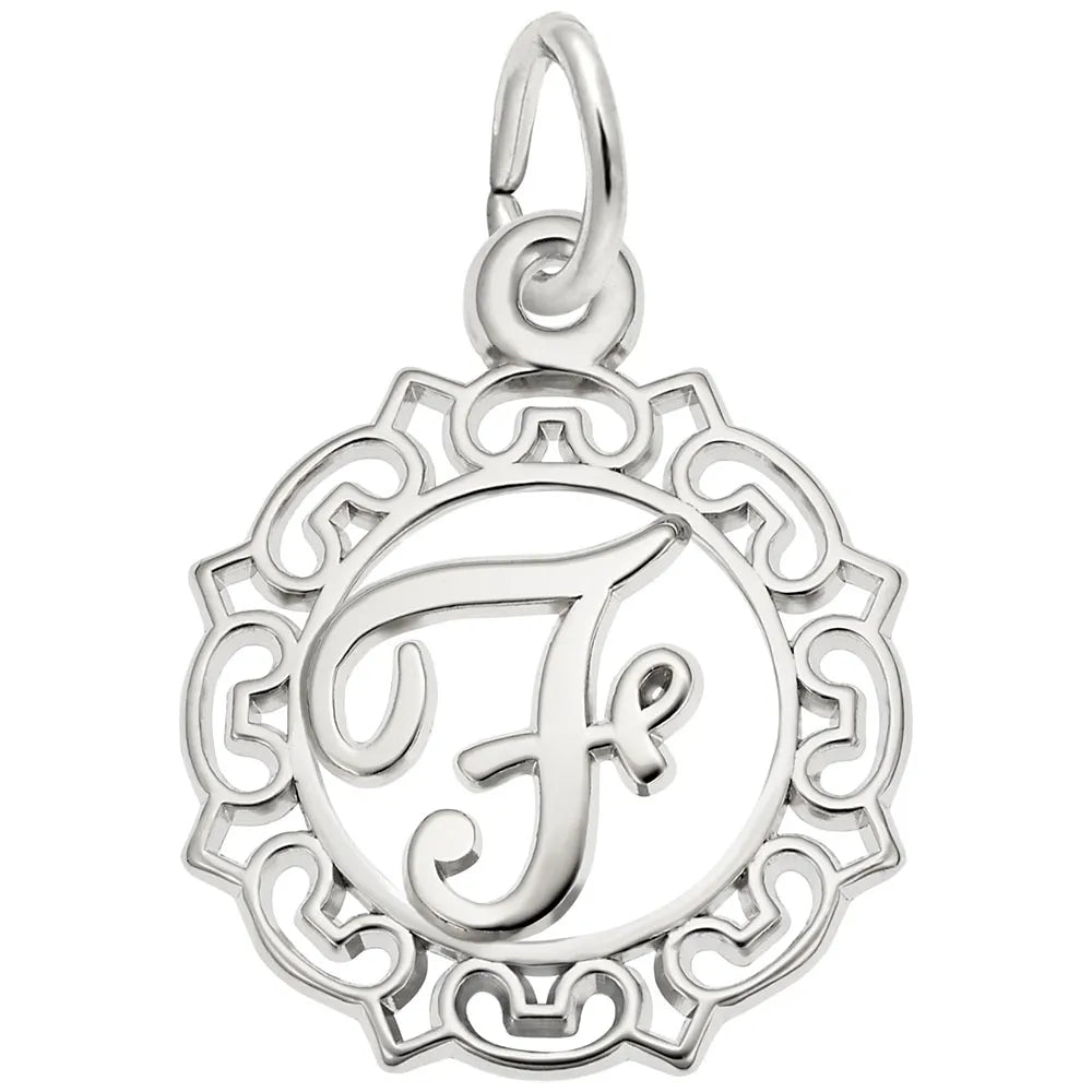 Rembrandt Charms - Ornate Script Initial F Charm - 0817-006 Rembrandt Charms Charm Birmingham Jewelry