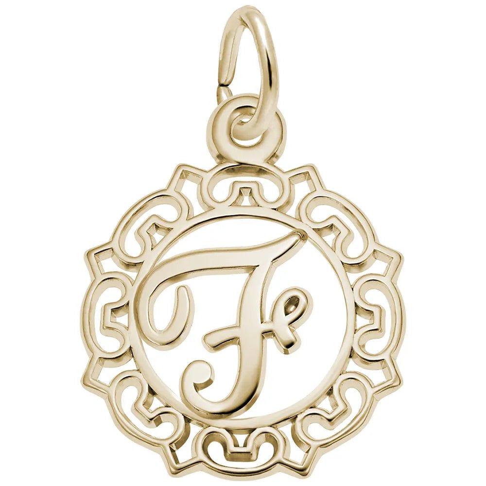 Rembrandt Charms - Ornate Script Initial F Charm - 0817-006 Rembrandt Charms Charm Birmingham Jewelry