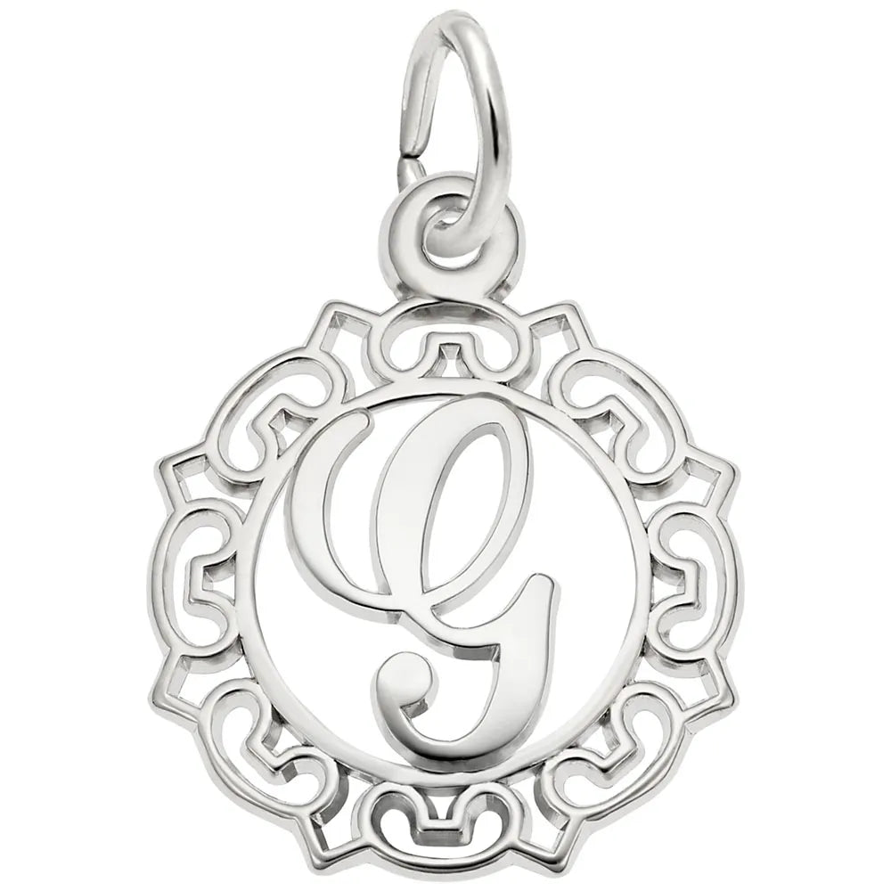 Rembrandt Charms - Ornate Script Initial G Charm - 0817-007 Rembrandt Charms Charm Birmingham Jewelry