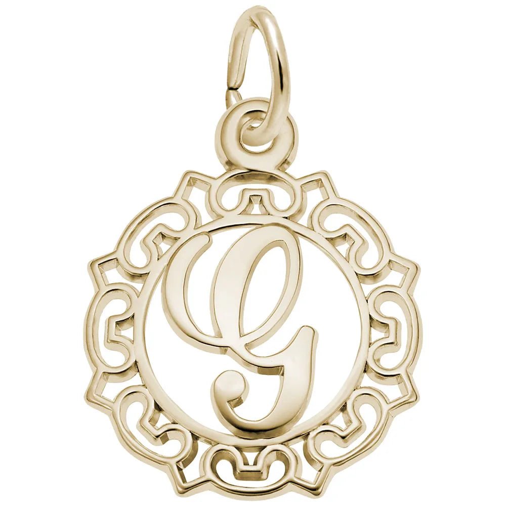 Rembrandt Charms - Ornate Script Initial G Charm - 0817-007 Rembrandt Charms Charm Birmingham Jewelry