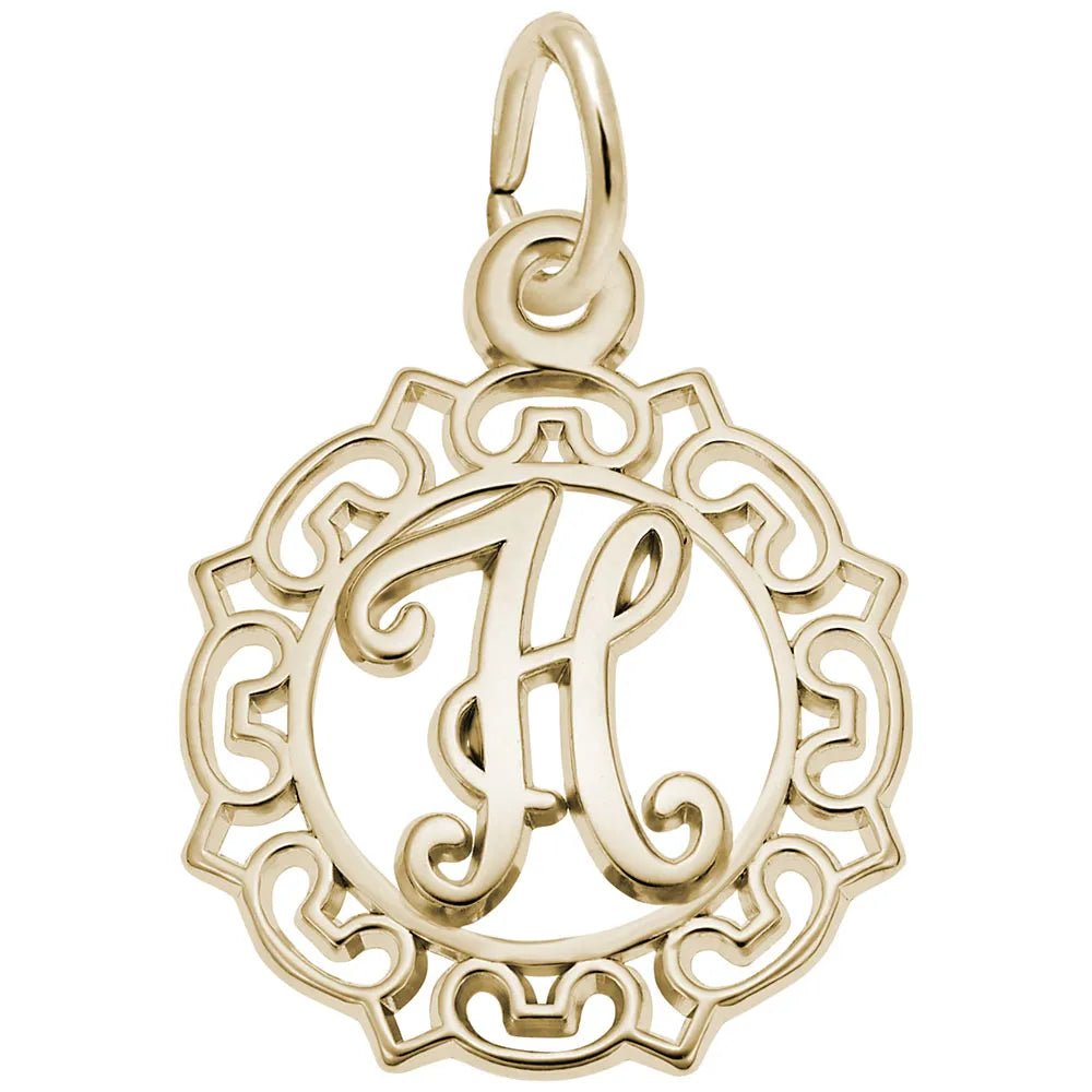 Rembrandt Charms - Ornate Script Initial H Charm - 0817-008 Rembrandt Charms Charm Birmingham Jewelry