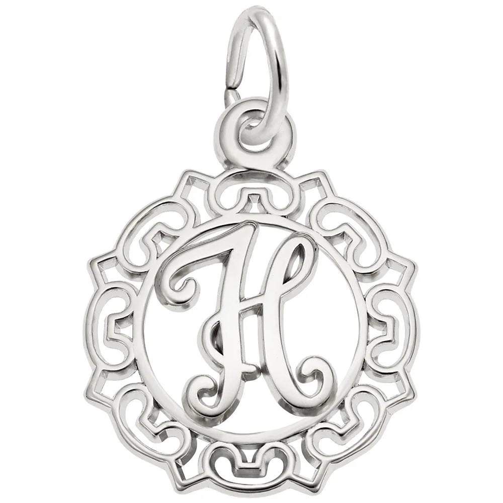 Rembrandt Charms - Ornate Script Initial H Charm - 0817-008 Rembrandt Charms Charm Birmingham Jewelry