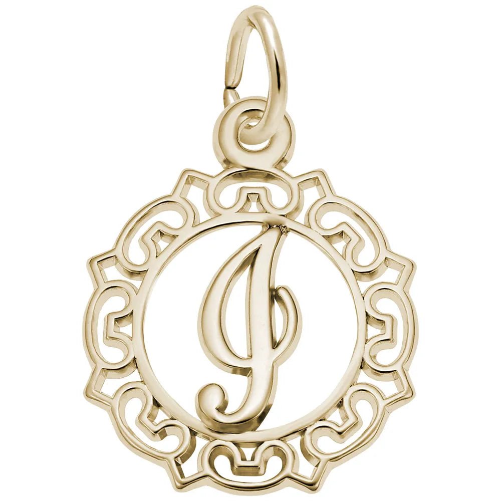 Rembrandt Charms - Ornate Script Initial I Charm - 0817-009 Rembrandt Charms Charm Birmingham Jewelry
