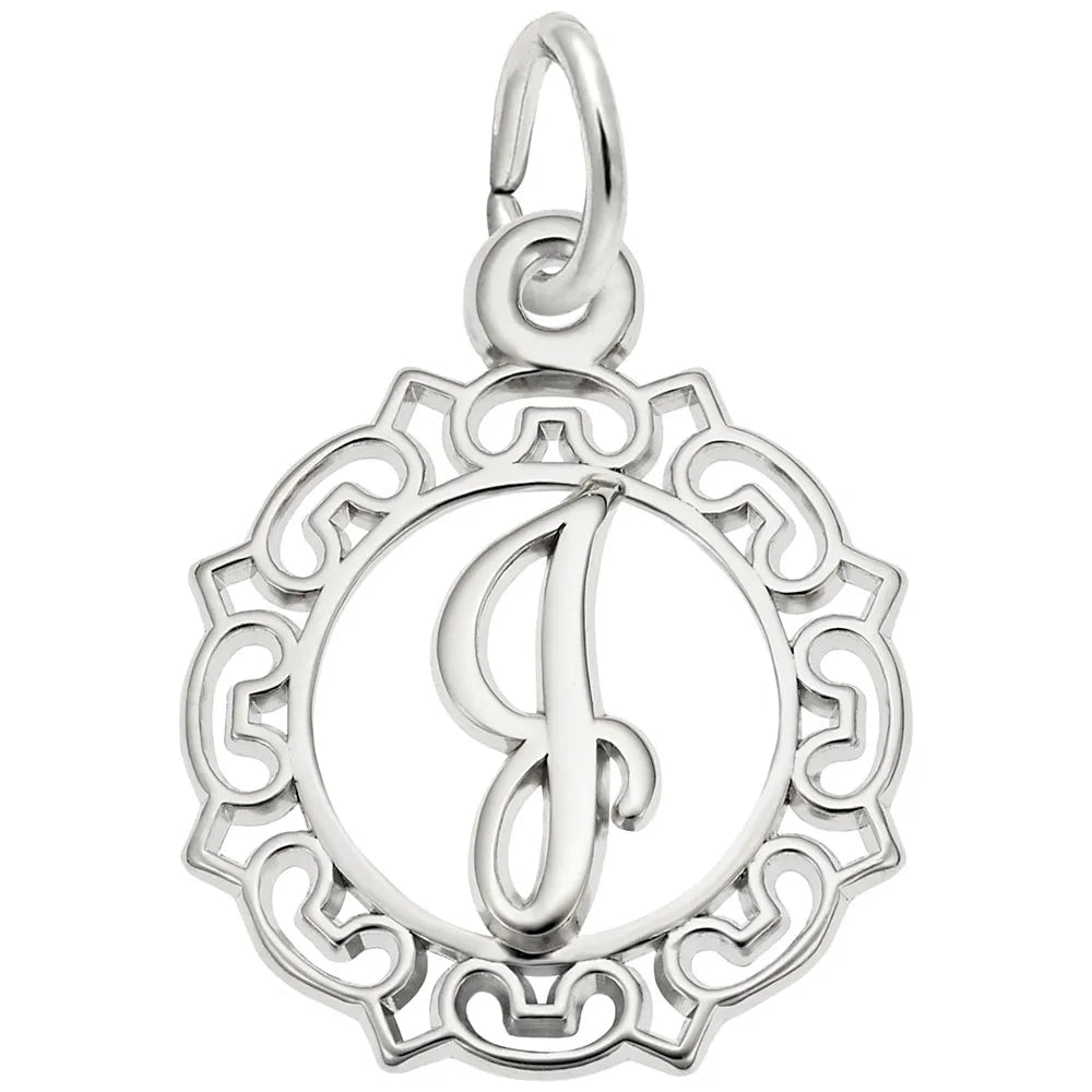 Rembrandt Charms - Ornate Script Initial J Charm - 0817-010 Rembrandt Charms Charm Birmingham Jewelry