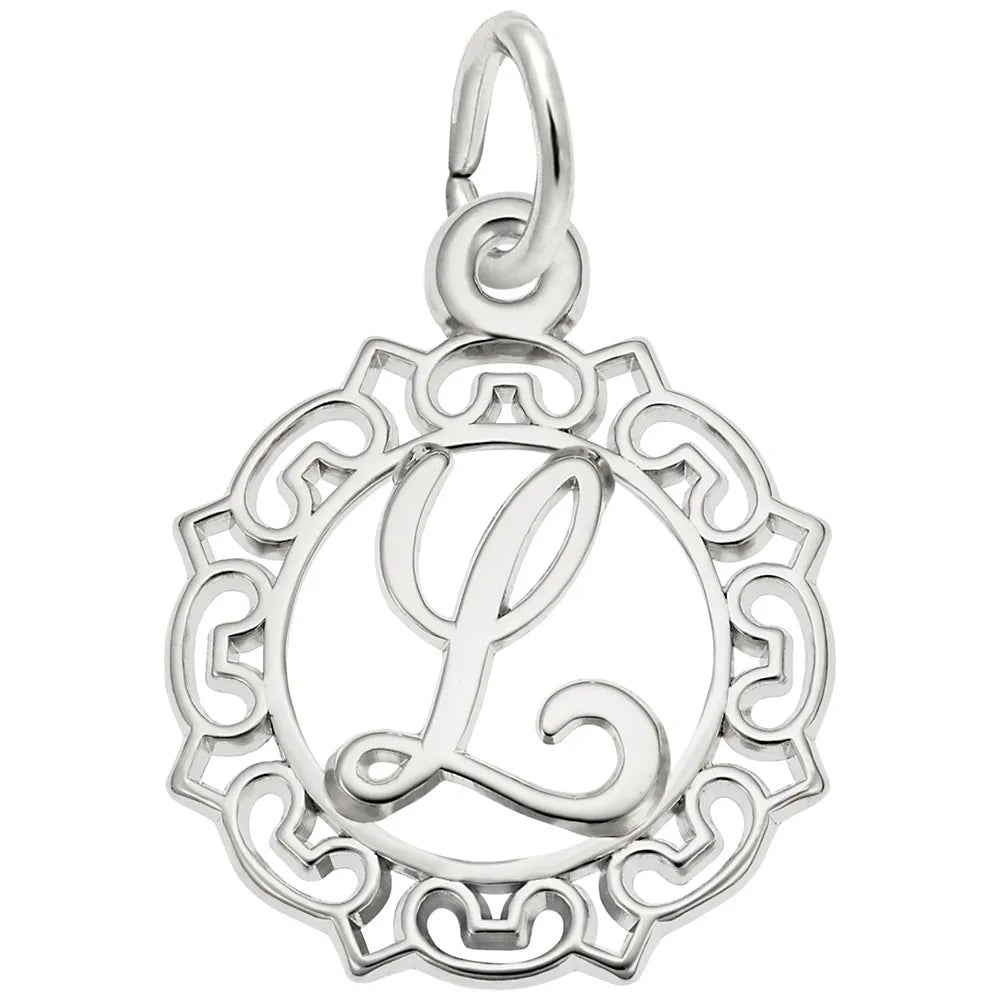 Rembrandt Charms - Ornate Script Initial L Charm - 0817-012 Rembrandt Charms Charm Birmingham Jewelry