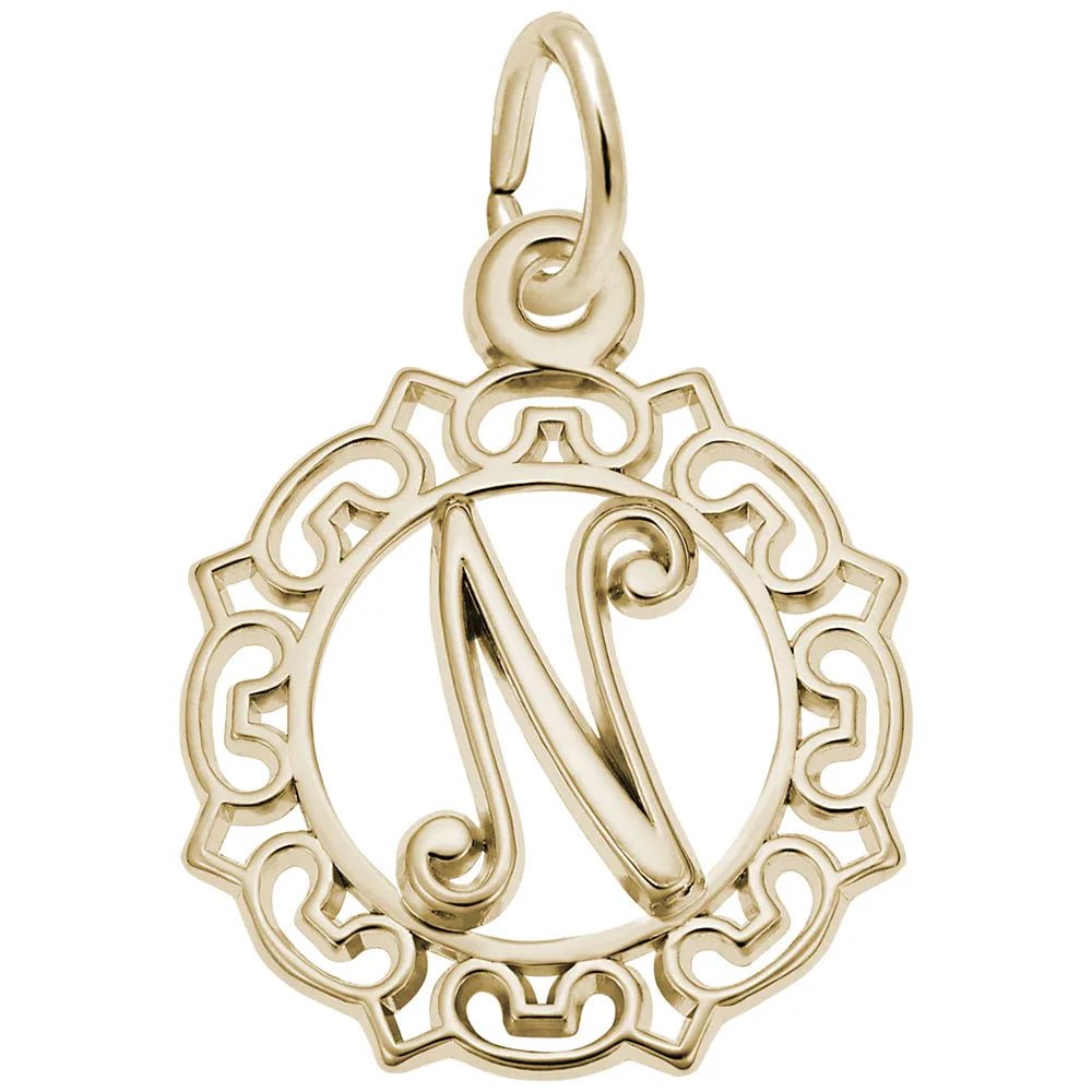 Rembrandt Charms - Ornate Script Initial N Charm - 0817-014 Rembrandt Charms Charm Birmingham Jewelry