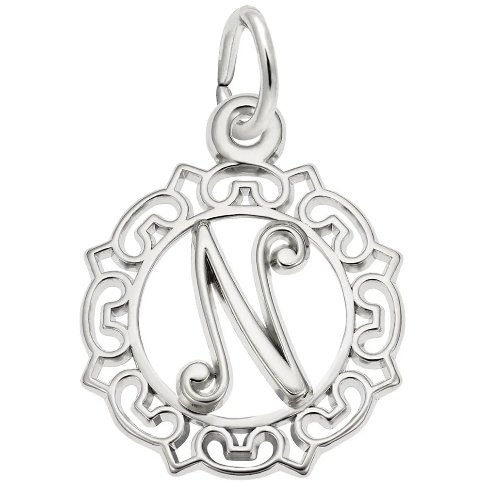 Rembrandt Charms - Ornate Script Initial N Charm - 0817-014 Rembrandt Charms Charm Birmingham Jewelry
