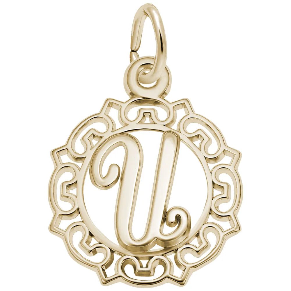 Rembrandt Charms - Ornate Script Initial U Charm - 0817-021 Rembrandt Charms Charm Birmingham Jewelry