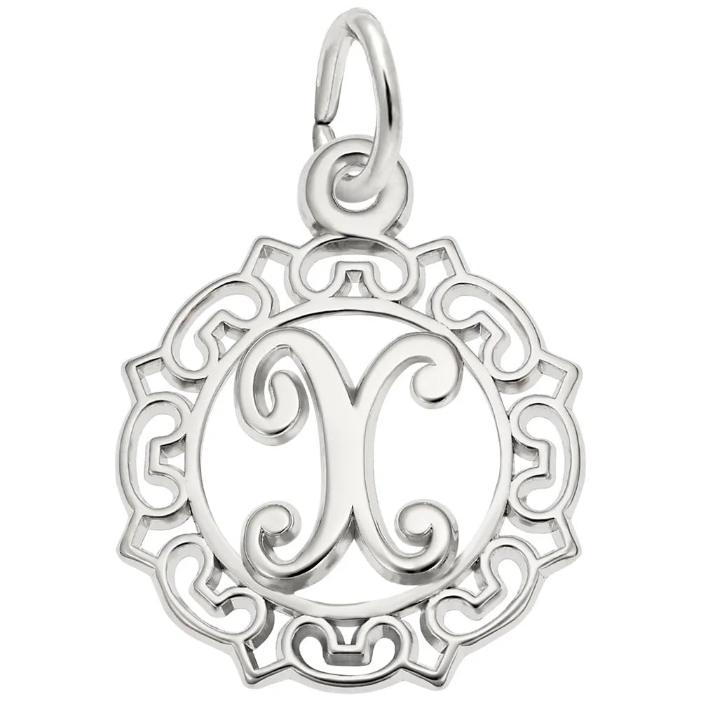 Rembrandt Charms - Ornate Script Initial X Charm - 0817-024 Rembrandt Charms Charm Birmingham Jewelry