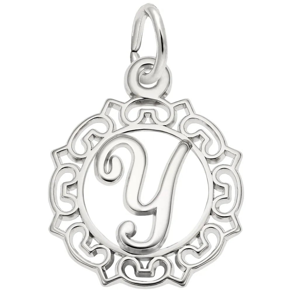 Rembrandt Charms - Ornate Script Initial Y Charm - 0817-025 Rembrandt Charms Charm Birmingham Jewelry