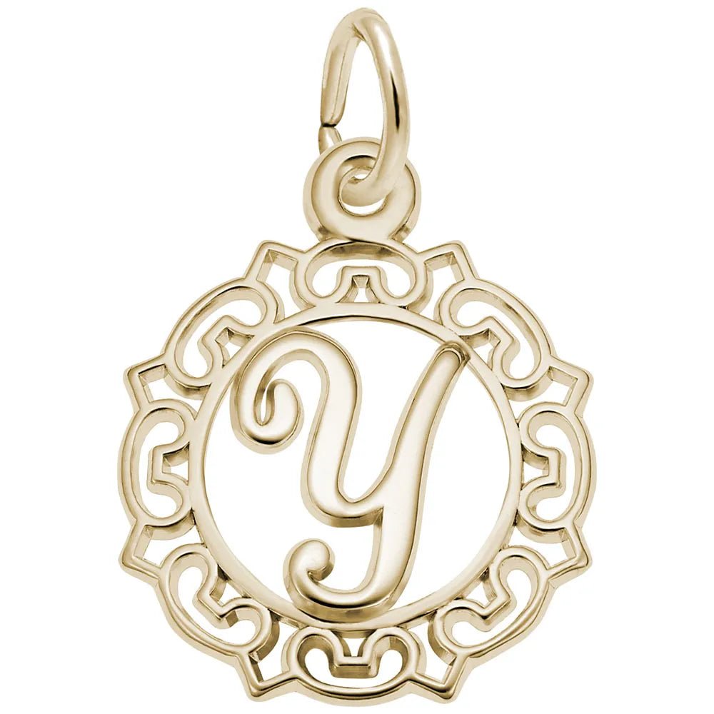 Rembrandt Charms - Ornate Script Initial Y Charm - 0817-025 Rembrandt Charms Charm Birmingham Jewelry
