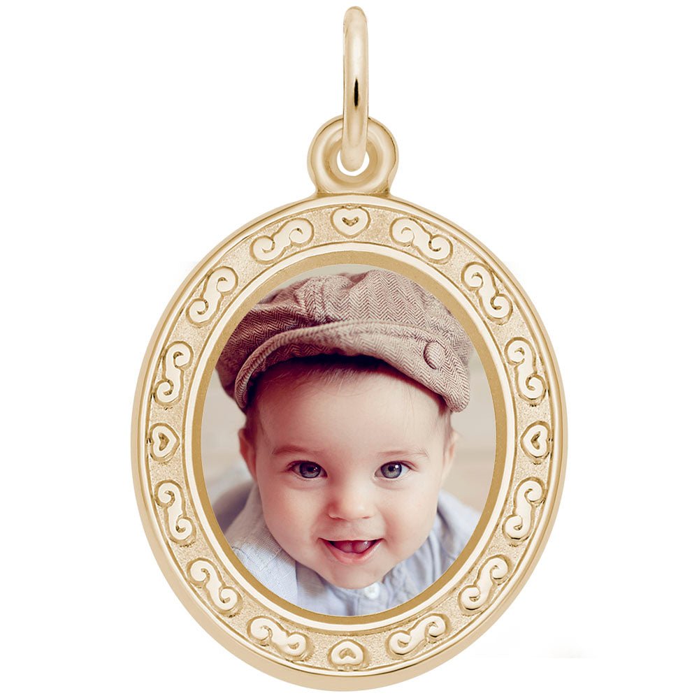 Rembrandt Charms - Oval Scroll Photoart Charm - 8612 Rembrandt Charms Charm Birmingham Jewelry