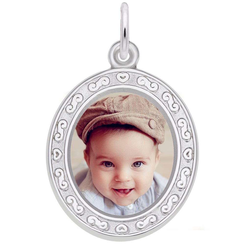 Rembrandt Charms - Oval Scroll Photoart Charm - 8612 Rembrandt Charms Charm Birmingham Jewelry