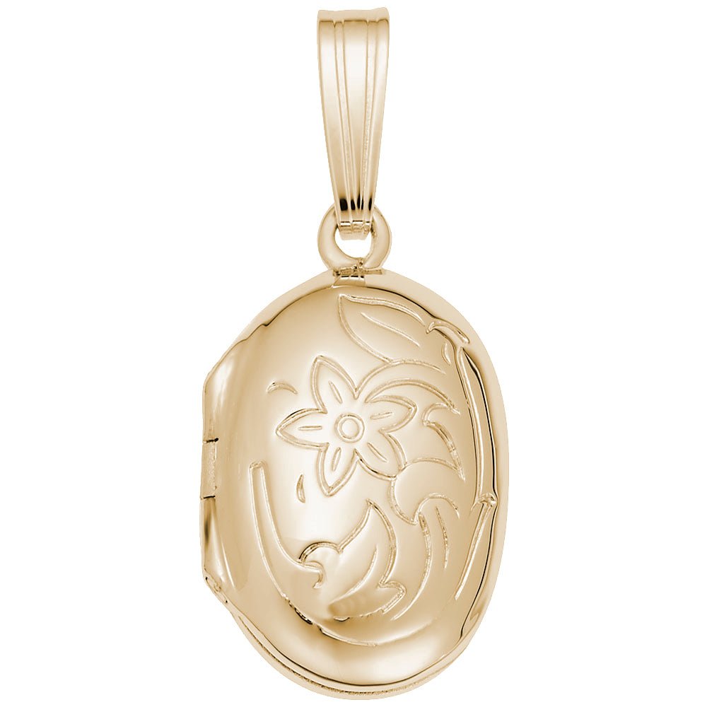 Rembrandt Charms - Oval with Flower Design Locket Charm - 8601 Rembrandt Charms Locket Birmingham Jewelry