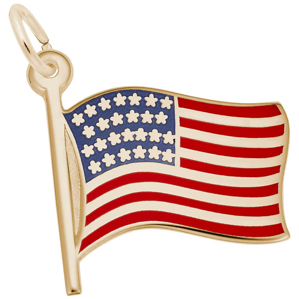 Rembrandt Charms - Painted American Flag Charm - 3863 Rembrandt Charms Charm Birmingham Jewelry