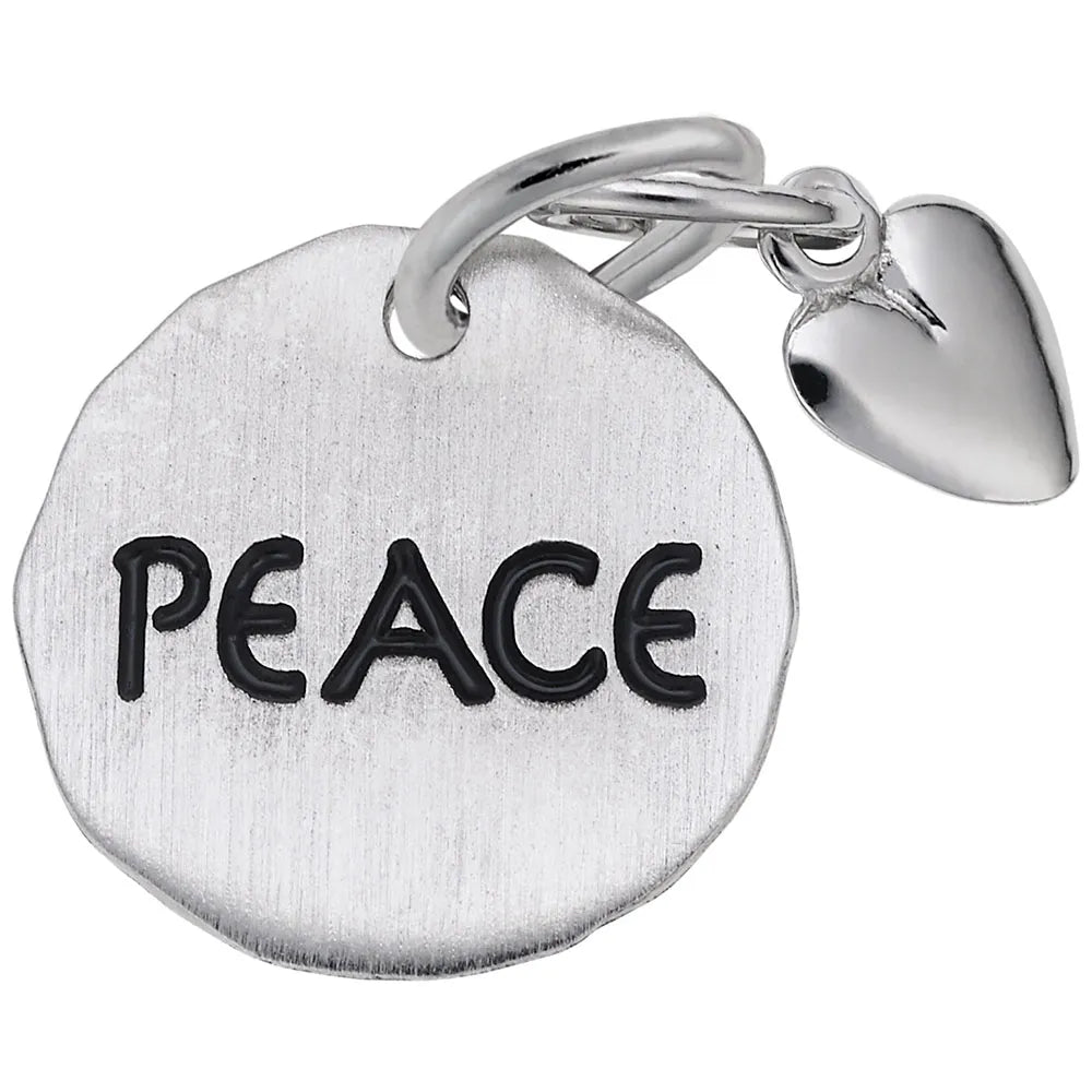 Rembrandt Charms - Peace Tag with Heart Accent Charm - 8445 Rembrandt Charms Charm Birmingham Jewelry