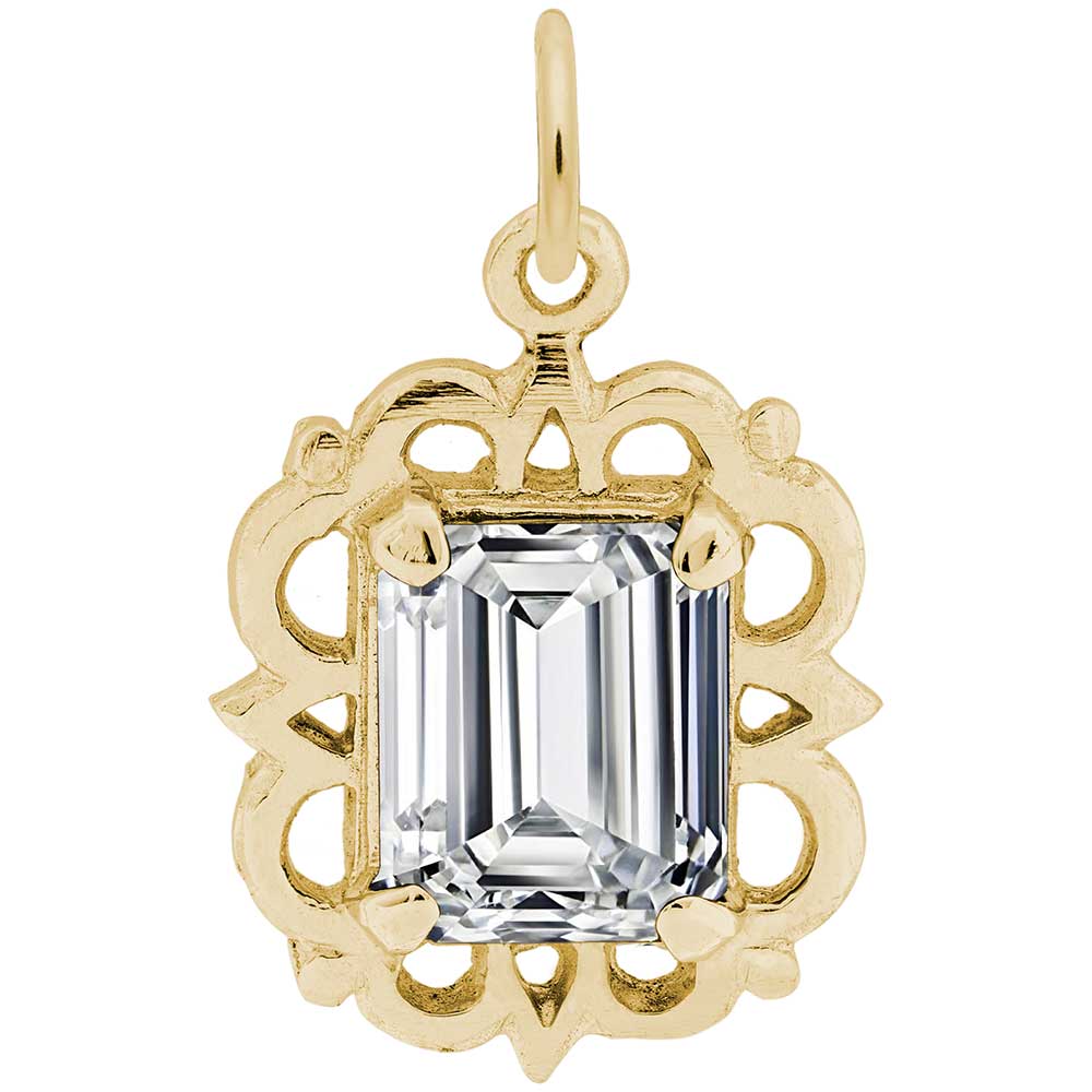 Rembrandt Charms - Pendant April Birthstone - 1729-004 Rembrandt Charms Charm Birmingham Jewelry