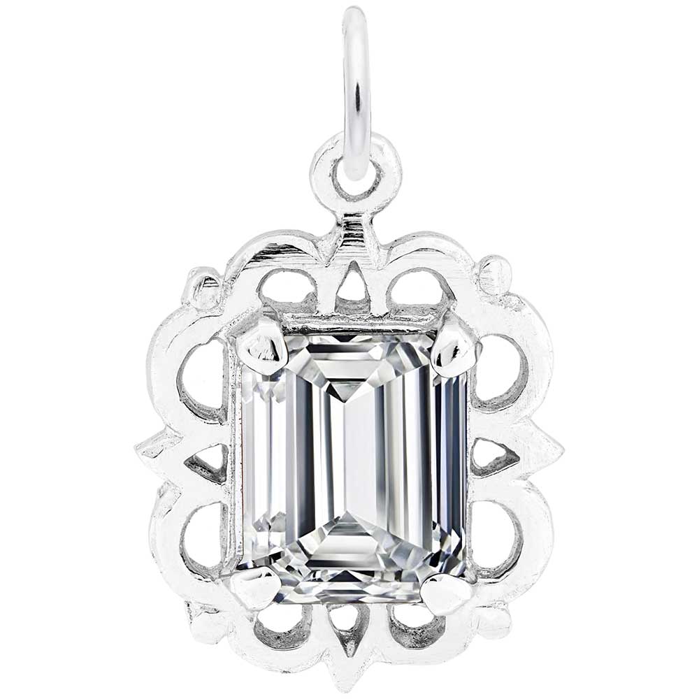 Rembrandt Charms - Pendant April Birthstone - 1729-004 Rembrandt Charms Charm Birmingham Jewelry
